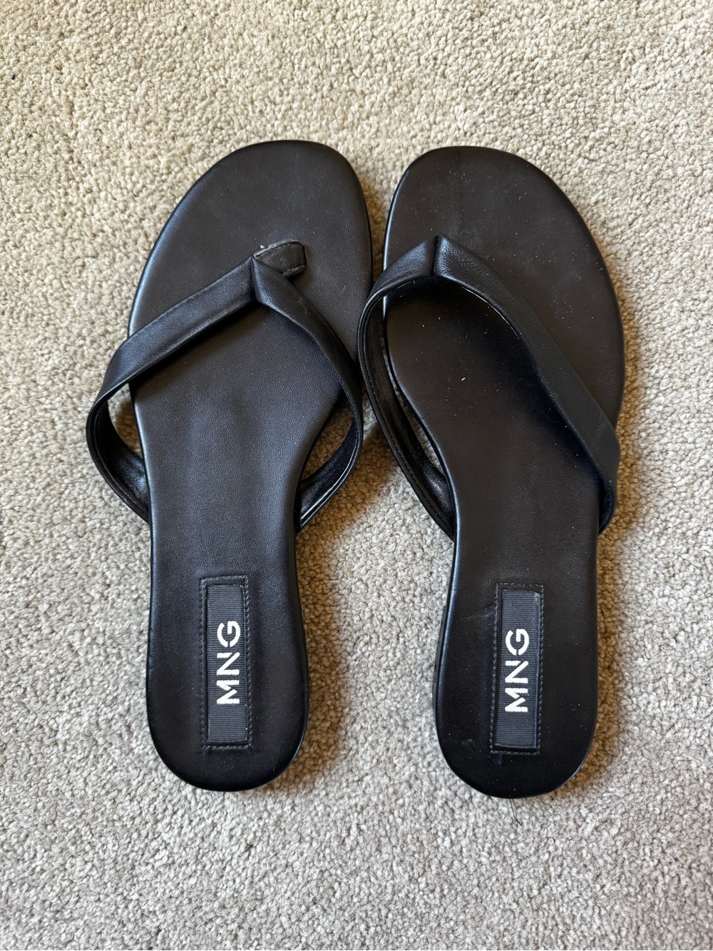 Mango Black Minimalist Thong Sandals